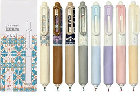 Cute Short Round Retractable Pocket Pens 0.5mm, 4.7 Inches/ 12 CM, Thick Short Fat Pens Black Ink For Purse Notebook, School Office Stationery, Set of 8PCS, Short Pocket Size in Saudi Arabia