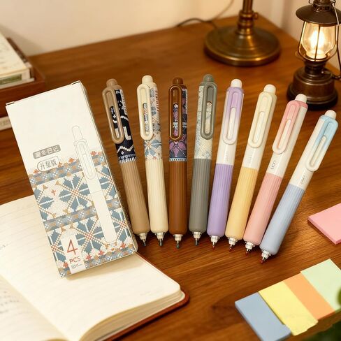 Cute Short Round Retractable Pocket Pens 0.5mm, 4.7 Inches/ 12 CM, Thick Short Fat Pens Black Ink For Purse Notebook, School Office Stationery, Set of 8PCS, Short Pocket Size in Saudi Arabia