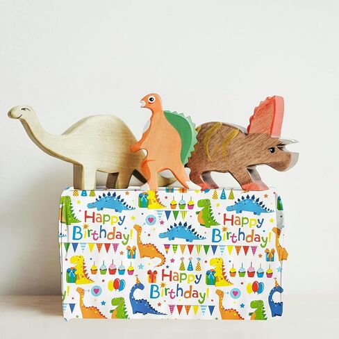 VJIAHOA Happy Birthday Dinosaur Wrapping Paper Roll, 17 Inch X 32.8 Feet 1 Roll, Cute Wrapping Paper, Dinosaur Party Favor, Baby Showers, Happy Bday Wrap, Christmas Wrapping Paper Design , Wrapping Paper Rolls Gift Wrap Paper Parties in Saudi Arabia