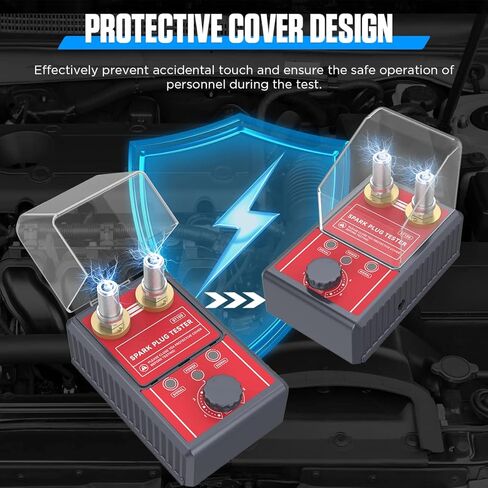 Spark Plug Tester Upgraded 12V 24V Car Spark Plug Tester Tool 0-6000rpm Working Frequency Spark Tester Dual-Hole Height Adjustable Automotive Engine Ignition Coil Tester for All Gasoline Vehicles in Kuwait