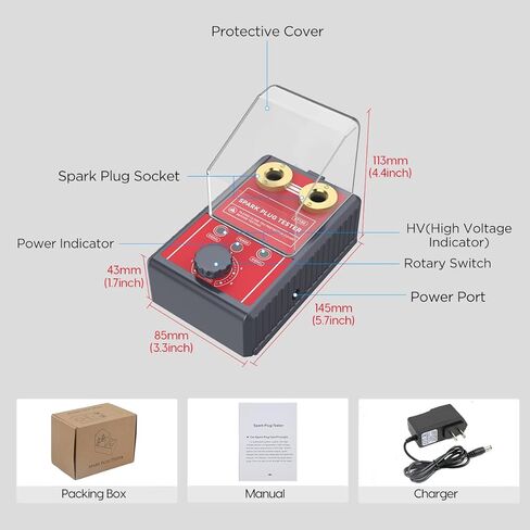 Spark Plug Tester Upgraded 12V 24V Car Spark Plug Tester Tool 0-6000rpm Working Frequency Spark Tester Dual-Hole Height Adjustable Automotive Engine Ignition Coil Tester for All Gasoline Vehicles in Kuwait