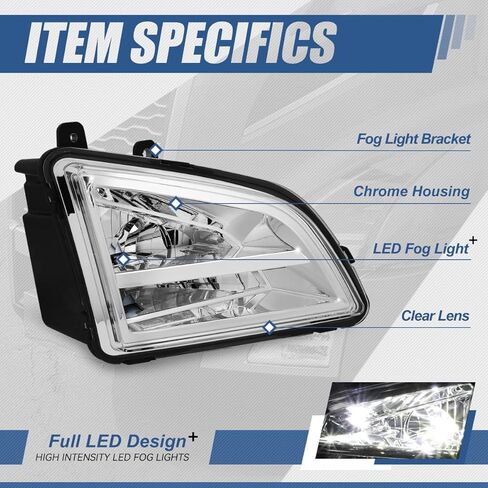 مصابيح الضباب LED الكاملة من Auto Dynasty متوافقة مع شاحنات فولفو VNL الكبيرة 2018-2024، مصابيح الضباب الأمامية للقيادة، جانب السائق والراكب، غطاء أسود in Saudi Arabia