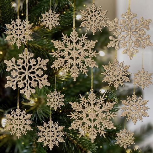 42pcs White Snowflake Ornaments-Christmas Tree Decorations, Hanging Snowflake Decorations for Christmas Tree Decor, Plastic Glitter Snow Flakes Ornaments for Christmas Indoor Winter Wonderland Decor in Saudi Arabia