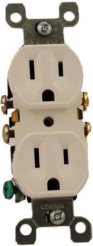 Leviton 5320-ECP 15 Amp, 125 Volt, Duplex Receptacle, Residential Grade, Grounding, All Screws Backed Out, Single Unit, Black in Kuwait