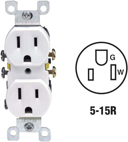 Leviton 5320-ECP 15 Amp, 125 Volt, Duplex Receptacle, Residential Grade, Grounding, All Screws Backed Out, Single Unit, Black in Kuwait