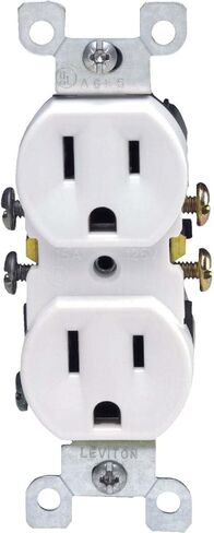 Leviton 5320-ECP 15 Amp, 125 Volt, Duplex Receptacle, Residential Grade, Grounding, All Screws Backed Out, Single Unit, Black in Kuwait