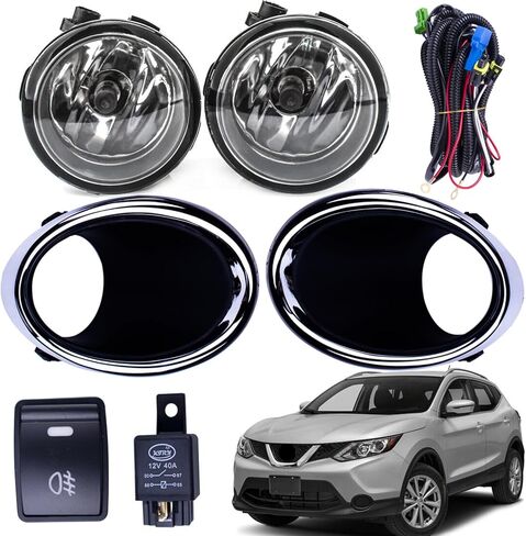 مجموعة مصابيح الضباب من BestParts متوافقة مع Nissan Rogue Sport 2017 2018 2019 مع أغطية (طلاء الكروم) + مفتاح + أسلاك تحل محل NI1039156 NI1038156 261508990B 261508993B in Saudi Arabia