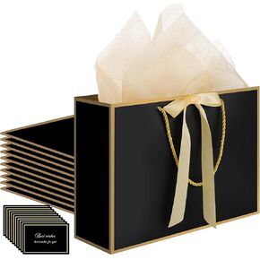 10 قطع من حقائب هدايا وردية بمقابض من ووريك، مقاس 35.56 سم × 25.4 سم × 11.43 سم، أكياس وردية متوسطة الحجم مع 20 منديلًا ورقيًا و10 بطاقات لحفلات عيد الميلاد وحفلات أعياد الميلاد وحفلات الزفاف ووصيفات العروس in Kuwait