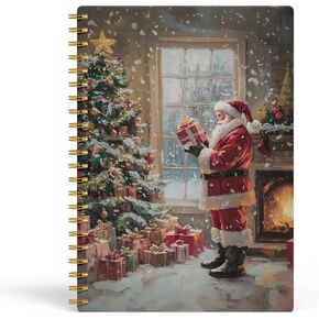 Evcprz EKGJW مجلة دفتر سانتا لعيد الميلاد العتيقة، عطلة مريحة سانتا كلوز من دفتر الموقد، هدايا عيد الميلاد للنساء والرجال والأطفال، دفتر ملاحظات حلزوني للعطلات 5.5 × 8.3 بوصة in Kuwait