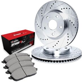 R1 Concepts Front Brakes and Rotors| Drilled Slotted Brake Rotors| Front Optimum OEp Brake Pads and Rotors Kit| Brake Kit| Automotive Replacement Brake Kits in Kuwait
