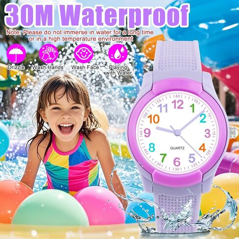 ساعة أطفال للأولاد والبنات من عمر 3 إلى 12 سنة، مقاومة للماء 3ATM للأطفال، ساعة تناظرية وقت التدريس، سهلة القراءة، هدايا الأطفال in Kuwait