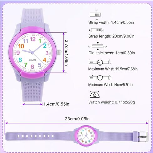 ساعة أطفال للأولاد والبنات من عمر 3 إلى 12 سنة، مقاومة للماء 3ATM للأطفال، ساعة تناظرية وقت التدريس، سهلة القراءة، هدايا الأطفال in Kuwait