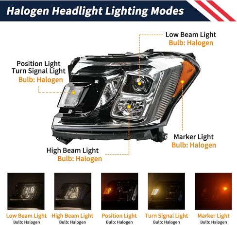 مصباح هالوجين أمامي مع مصابيح أمامية يمين للراكب الأمامي JL1Z-13008-K JL1Z13008K FO2503370 FO2503370C متوافق مع Ford Expedition XLT Limited 2018-2021 in Kuwait