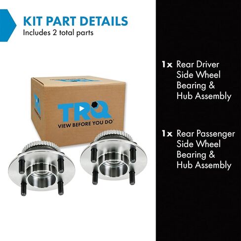 TRQ 2 Piece Rear Wheel Bearing & Hub Assembly Set Compatible with 1995-2000 Ford Contour 1999-2002 Mercury Cougar Mystique in Saudi Arabia