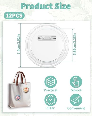 12 حزمة من دبابيس الأزرار المصنوعة من الأكريليك الشفاف مقاس 3 بوصات - شارات دبابيس مخصصة يمكنك صنعها بنفسك، وأزرار صور فارغة للحرف اليدوية، وصناعة الشارات، والمشروعات المدرسية، والفرق، والهدايا الشخصية in Kuwait