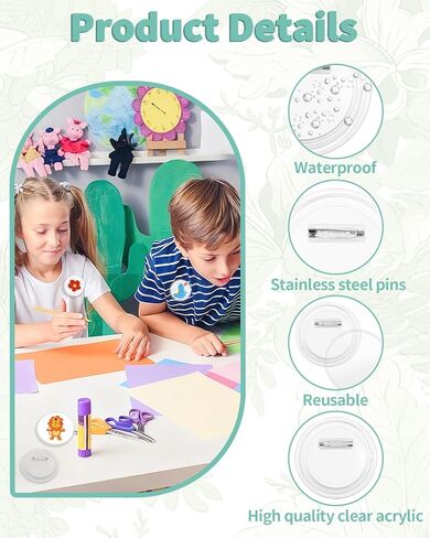 12 حزمة من دبابيس الأزرار المصنوعة من الأكريليك الشفاف مقاس 3 بوصات - شارات دبابيس مخصصة يمكنك صنعها بنفسك، وأزرار صور فارغة للحرف اليدوية، وصناعة الشارات، والمشروعات المدرسية، والفرق، والهدايا الشخصية in Kuwait