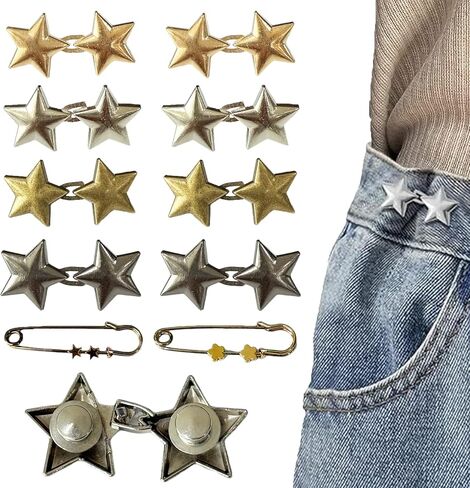 10 Set Pant Waist Tightener Star Buttons Reusable for Clothing Dresses Skirts No Sewing in Saudi Arabia