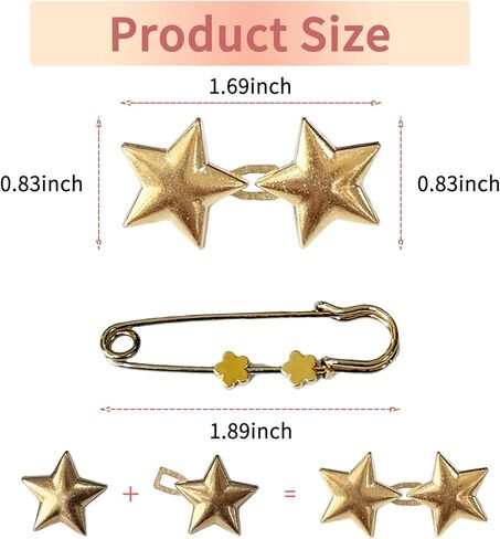 10 Set Pant Waist Tightener Star Buttons Reusable for Clothing Dresses Skirts No Sewing in Saudi Arabia