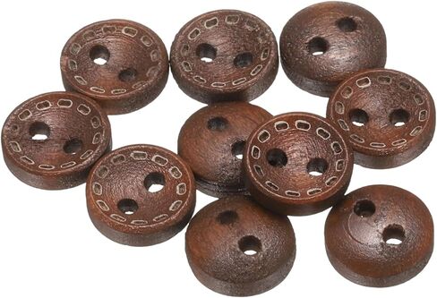 HARFINGTON 10pcs 36L Wooden Sewing Button 7/8"(23mm) 2 Holes Wood Round Craft Replacement Buttons for Sewing Clothing Pillow DIY Crafts Decoration, Medium Brown in Saudi Arabia