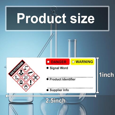 ملصقات بيانات السلامة الكيميائية الخطرة HMIS OSHA مقاس 1 × 2.5 بوصة SDS لتحديد السلامة الكيميائية ملصقات MSDS مع ملصقات صور توضيحية GHS للحاويات الثانوية المتوافقة مع مخاطر HMIS 200 قطعة (Color3) in Saudi Arabia