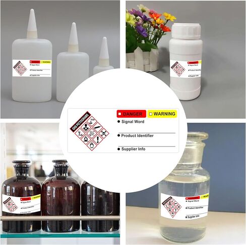ملصقات بيانات السلامة الكيميائية الخطرة HMIS OSHA مقاس 1 × 2.5 بوصة SDS لتحديد السلامة الكيميائية ملصقات MSDS مع ملصقات صور توضيحية GHS للحاويات الثانوية المتوافقة مع مخاطر HMIS 200 قطعة (Color3) in Saudi Arabia
