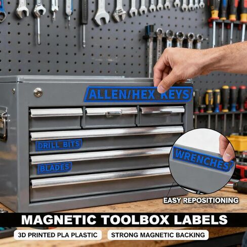 12/24/36 Pack of Magnetic Toolbox Labels, 3D-Printed Tool Box Labels, General Tool Box Organize Accessories, Reusable Tags for Steel Toolboxes, Carts, Drawers, and Cabinets (（24Pack） Green) in Saudi Arabia