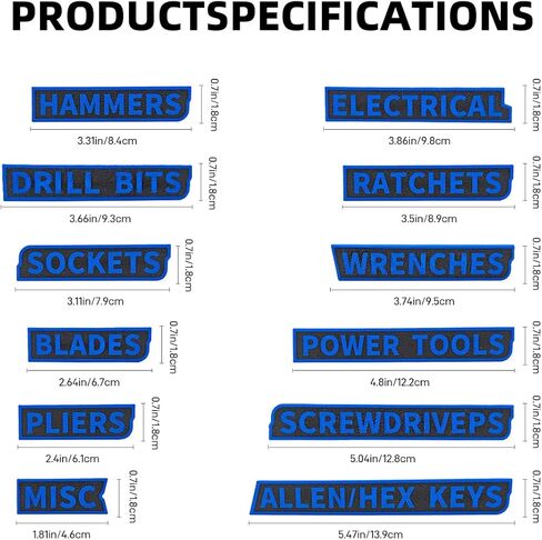 12/24/36 Pack of Magnetic Toolbox Labels, 3D-Printed Tool Box Labels, General Tool Box Organize Accessories, Reusable Tags for Steel Toolboxes, Carts, Drawers, and Cabinets (（24Pack） Green) in Saudi Arabia