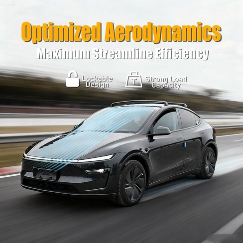 قضبان متقاطعة لحامل السقف من Zorik لطراز Tesla Y 2017-2025، سعة 165 رطلًا مع سبائك ألومنيوم 2 مم، بدون تركيب مثقاب للشحن والعتاد الرياضي in Kuwait
