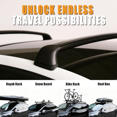 قضبان متقاطعة لحامل السقف من Zorik لطراز Tesla Y 2017-2025، سعة 165 رطلًا مع سبائك ألومنيوم 2 مم، بدون تركيب مثقاب للشحن والعتاد الرياضي in Kuwait
