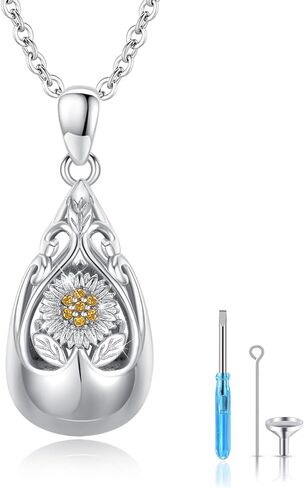 Celtic Knot Urn Necklace Word Projection Necklace Sterling Silver Blue Crystal Circle Urn Pendant 100 Languages Commemorate Necklace Jewelry Gifts for Women Men Mother's Day in Kuwait