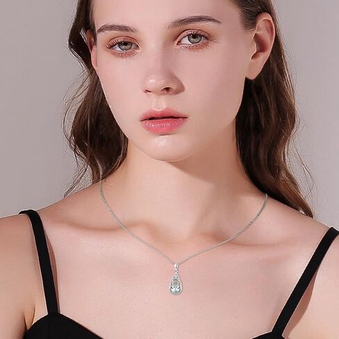 Celtic Knot Urn Necklace Word Projection Necklace Sterling Silver Blue Crystal Circle Urn Pendant 100 Languages Commemorate Necklace Jewelry Gifts for Women Men Mother's Day in Kuwait