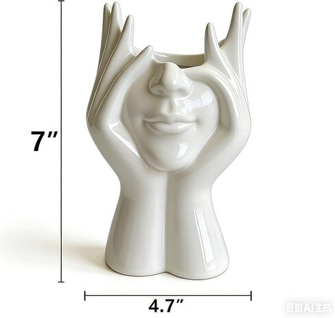 حامل فرشاة مكياج الوجه المزخرف، تصميم منحوت من السيراميك الأبيض، مقاس 7 × 4.7 بوصة، منظم مستحضرات التجميل لمستحضرات التجميل in Saudi Arabia