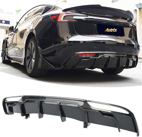 ناشر المصد الخلفي لـ 2024-2025 Tesla Model 3 Highland، ناشر خلفي للشفاه، فاصل أداء، تصميم زعانف القرش، طباعة من ألياف الكربون in Kuwait