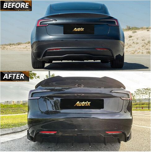 ناشر المصد الخلفي لـ 2024-2025 Tesla Model 3 Highland، ناشر خلفي للشفاه، فاصل أداء، تصميم زعانف القرش، طباعة من ألياف الكربون in Kuwait