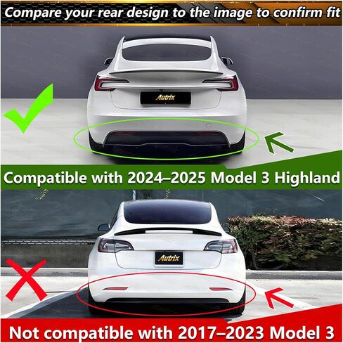 ناشر المصد الخلفي لـ 2024-2025 Tesla Model 3 Highland، ناشر خلفي للشفاه، فاصل أداء، تصميم زعانف القرش، طباعة من ألياف الكربون in Kuwait