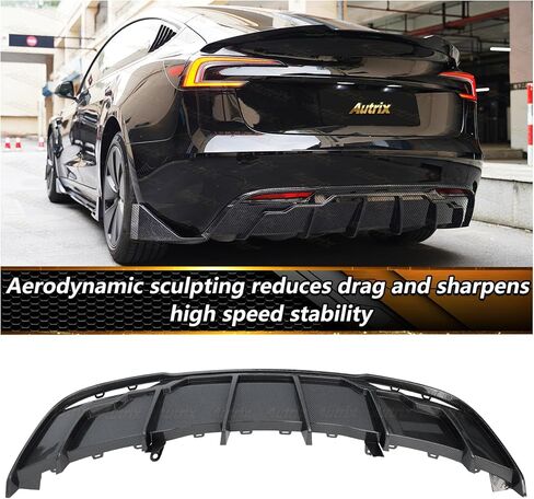 ناشر المصد الخلفي لـ 2024-2025 Tesla Model 3 Highland، ناشر خلفي للشفاه، فاصل أداء، تصميم زعانف القرش، طباعة من ألياف الكربون in Kuwait