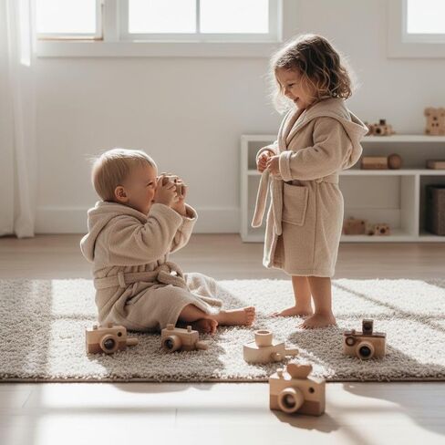 رداء حمام للأطفال من القطن التركي العضوي من BAGNO MILANO، رداء منشفة بغطاء للرأس من قطن تيري الناعم والأكريليك للأولاد والبنات in Kuwait