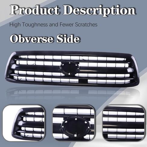 CarPartsDepot Replacement Parts Compatible With 2000-2002 Toyota Tundra Grill Grille Painted Plastic Matte Black Bar Insert 2/4Wd TO1200226 530000C020 in Saudi Arabia