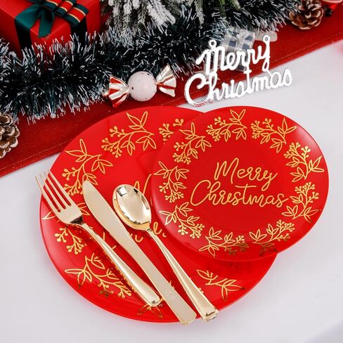 Morejoy 175PCS Thanksgiving Plastic Plates, Pink Gold Plastic Plates Disposable Include: 25 Dinner Plates, 25Dessert Plates,25 Cups,25 Forks,25 Knives,25 Spoons,25 Napkins,Perfect for Thanksgiving. in Kuwait