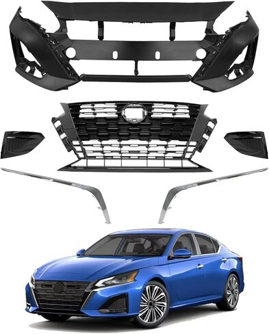 طقم غطاء المصد الأمامي متوافق مع 2023 2024 2025 N-is-sa-n Altima SR مع أغطية الضباب وزخارف الكروم in Kuwait