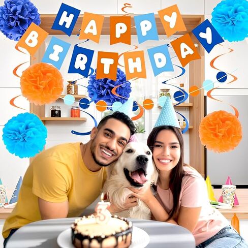 زينة عيد الميلاد، لافتة عيد ميلاد سعيد، زخارف حفلات باللون الأزرق والبرتقالي مع الكريات هامشية للتعليق، زينة دائرية، نقاط دائرية، إكليل للأولاد والرجال والنساء، زينة الحفلات in Kuwait