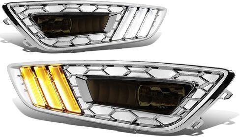 مجموعة مصابيح الضباب من Auto Dynasty متوافقة مع 2015 2016 2017 Ford Focus، استبدال مصباح الضباب LED DRL مع إشارة الانعطاف، الأسلاك والإطار، جانب راكب السائق، عدسة مدخنة in Saudi Arabia