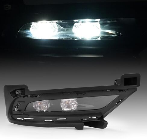HECASA يمين مصباح الضباب LED والحافة المتوافقة مع 2015-2024 كرايسلر 300 بديل لـ CH2593154 68294008AA CH1039172 68227212AB طقم مصابيح الضباب غطاء الكسوة عدسة شفافة الإسكان الأسود - جانب الركاب in Saudi Arabia