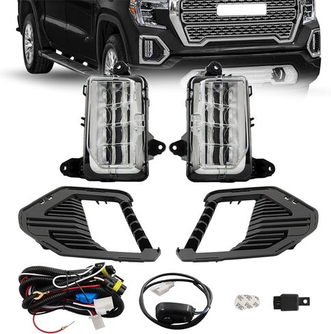 2 PCS Fog Lights Left and Right Side Replacement for Sierra 1500 AT4 Denali SLT 2019 2020 2021 with Wiring Kit GM1038258 GM1039258 in Saudi Arabia