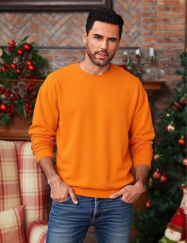 سويت شيرت رجالي بياقة دائرية وأكمام طويلة وفضفاضة، بلوفر خفيف الوزن برقبة دائرية in Kuwait