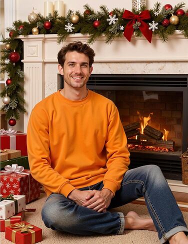 سويت شيرت رجالي بياقة دائرية وأكمام طويلة وفضفاضة، بلوفر خفيف الوزن برقبة دائرية in Kuwait