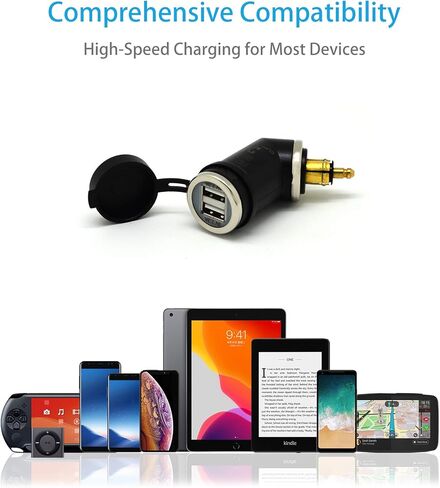 Cliff Top Motorcycle DIN USB Charger 4.6 Amp Motorcycle Power Adapter with DIN Hella Plug Compatible with BMW Triumph Tiger Ducati Motorcycle in Saudi Arabia