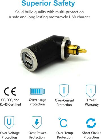 Cliff Top Motorcycle DIN USB Charger 4.6 Amp Motorcycle Power Adapter with DIN Hella Plug Compatible with BMW Triumph Tiger Ducati Motorcycle in Saudi Arabia