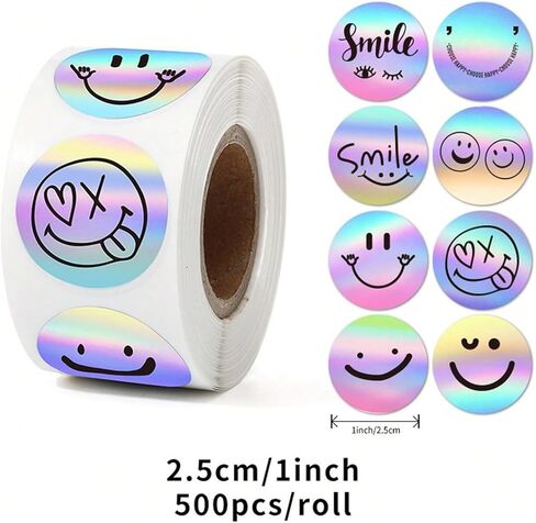 500-Count Rainbow Laser Thank You Stickers - 8 Holographic Designs for Gifts & Packaging in Saudi Arabia