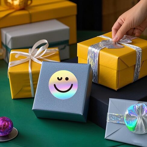 500-Count Rainbow Laser Thank You Stickers - 8 Holographic Designs for Gifts & Packaging in Saudi Arabia